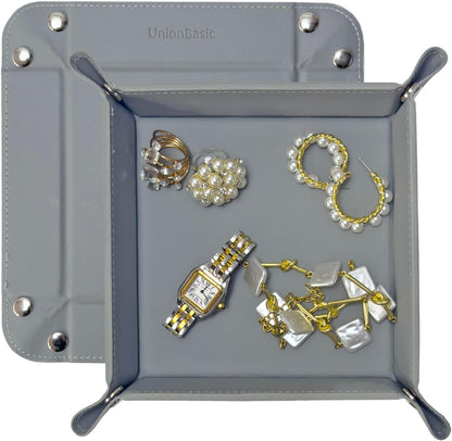 UnionBasic Medium Valet Tray, Jewelry Tray for Rings Watches Earrings, Entryway Catchall Caddy for Coins Keys Change, Nightstand Bedside Valet Holder, Trays for Electronic Gadgets, Candy Pink Plus - Colors B