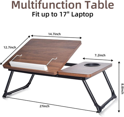 wishacc Book Stand for Reading in Bed, Laptop Stand Adjustable Book Holder Tray with Page Paper Clips Multi Angles Adjustable Cooking Bookstands for Textbook Recipe Magazine Tablet Portable