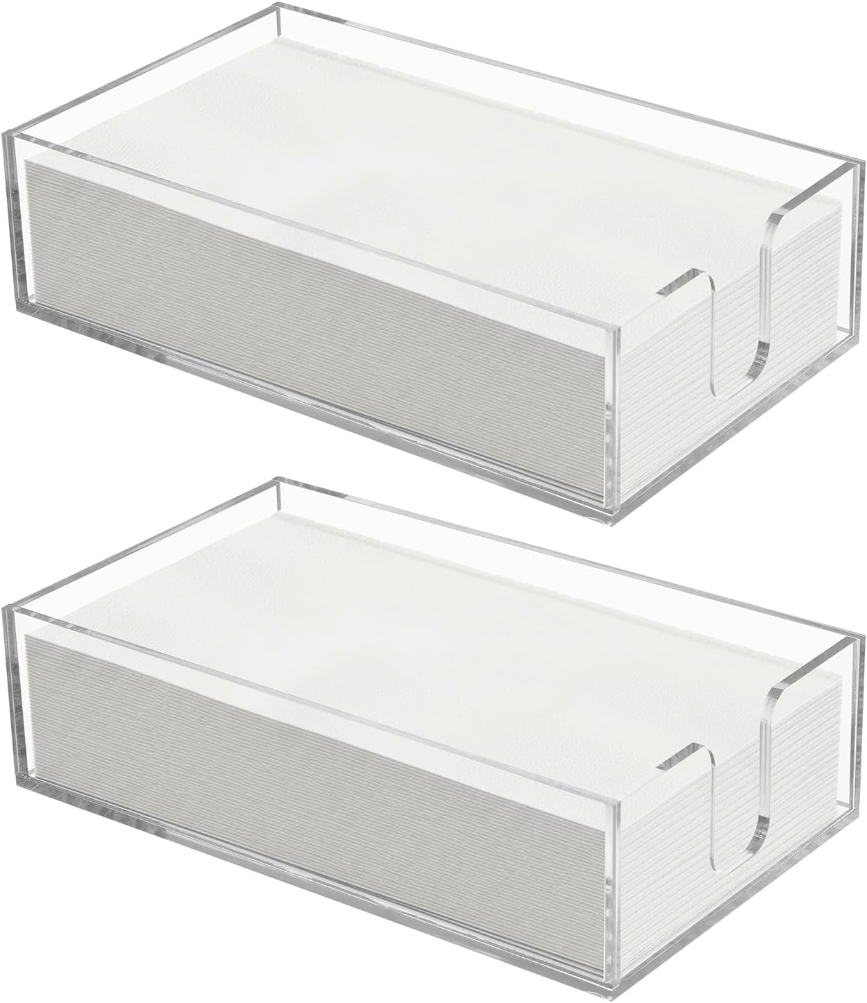 2pcs Clear Napkin Holder Flat Napkin Holder for Table Acrylic Guest Towel Holders Clear Bathroom Paper Hand Towels Storage Tray Napkins Tray Hand Towel Organizer for Kitchen Dining Hotel Wedding Party