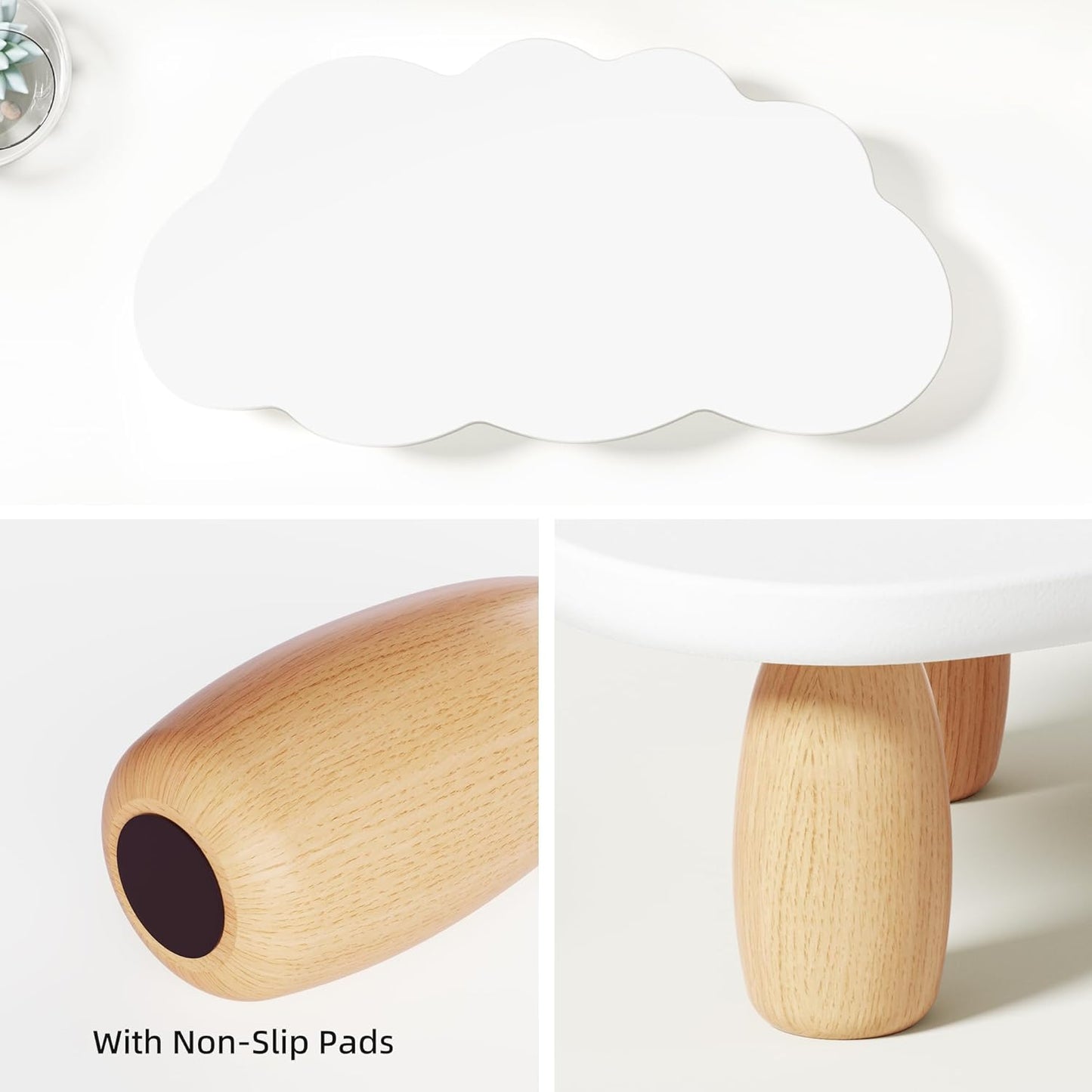 AFOOYO Monitor Stand Riser,Cloud Shape Wood Computer Monitor Stand, 16.5IN Monitor Stand Riser, Multi-Purpose Desktop Organizer Riser for Computer,Laptop,Printer,TV,Pink