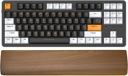 Walnut Wooden Wrist Rest for Mechanical Keyboard, Ergonomic Design for Wrist Pain Relief, Smooth No Odor and Easy to Clean, Support Wrist to Coding Typing and Playing (for 104 Key)