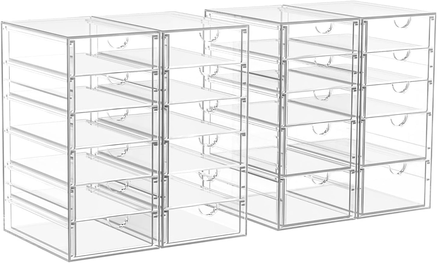 ARSTPEOE Makeup Acrylic Organizer with 17 Drawers(4 Sets), Desk Organizers and Accessories, Clear Makeup Organizer, Dustproof Storage Drawers for Office Art Craft Supplies