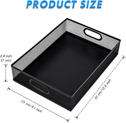 Desk Drawer Organizer, A4 Large Metal Mesh Desk Rrganizer Tray, Versatile Storage Box Set for Office Home Supplies,13 x 9 inches