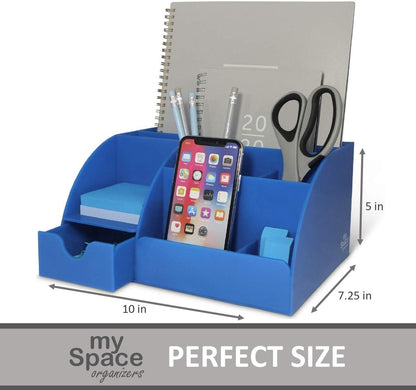 My Space Organizers Clear Acrylic Desk Oganizer, 9 Compartments, Office Supplies and Desk Accessories Organizer, Home Decor Desktop Organizer (Clear)