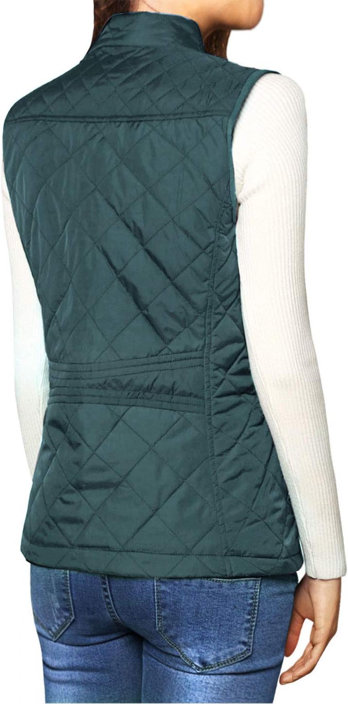 Allegra K Women's Puffer Vest Stand Collar Lightweight Gilet Quilted Zip Vest