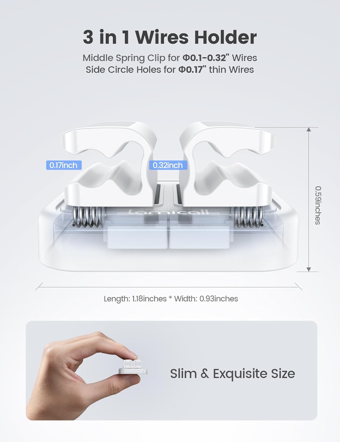 8Pack Cord Organizer [1s Lock] Spring Cable Management Clips - Lamicall Desk Organizer Cord Holder, Adhesive Cable Clips, Phone Charger Wire Keeper for Nightstand Car Office Desk Accessories, White
