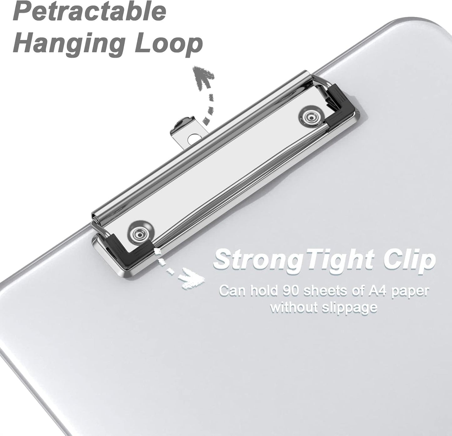 Rimilak 8.5 x 11 Plastic Clipboards Set of 2, Low Profile Metal Clip, Translucent Board, 12.5 x 9 in Letter Size, Office Supply, Back to School, Purple