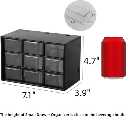 Feadily 4PCS Small Drawer Organizer for Desk, Desktop Drawer Organizer with 9 Clear Drawers, Plastic Desktop Storage Drawers 7.1 Inch x 3 .9 Inch x 4.7 Inch, White