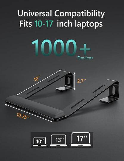 JCZT Aluminum Laptop Stand, Notebook Stand with Wrist Rest, Ergonomic Detachable Laptop Mount, Computer Stand Compatible with 10-17'' All Laptops Such as MacBook Air Pro/HP/Dell/Lenovo, Gold