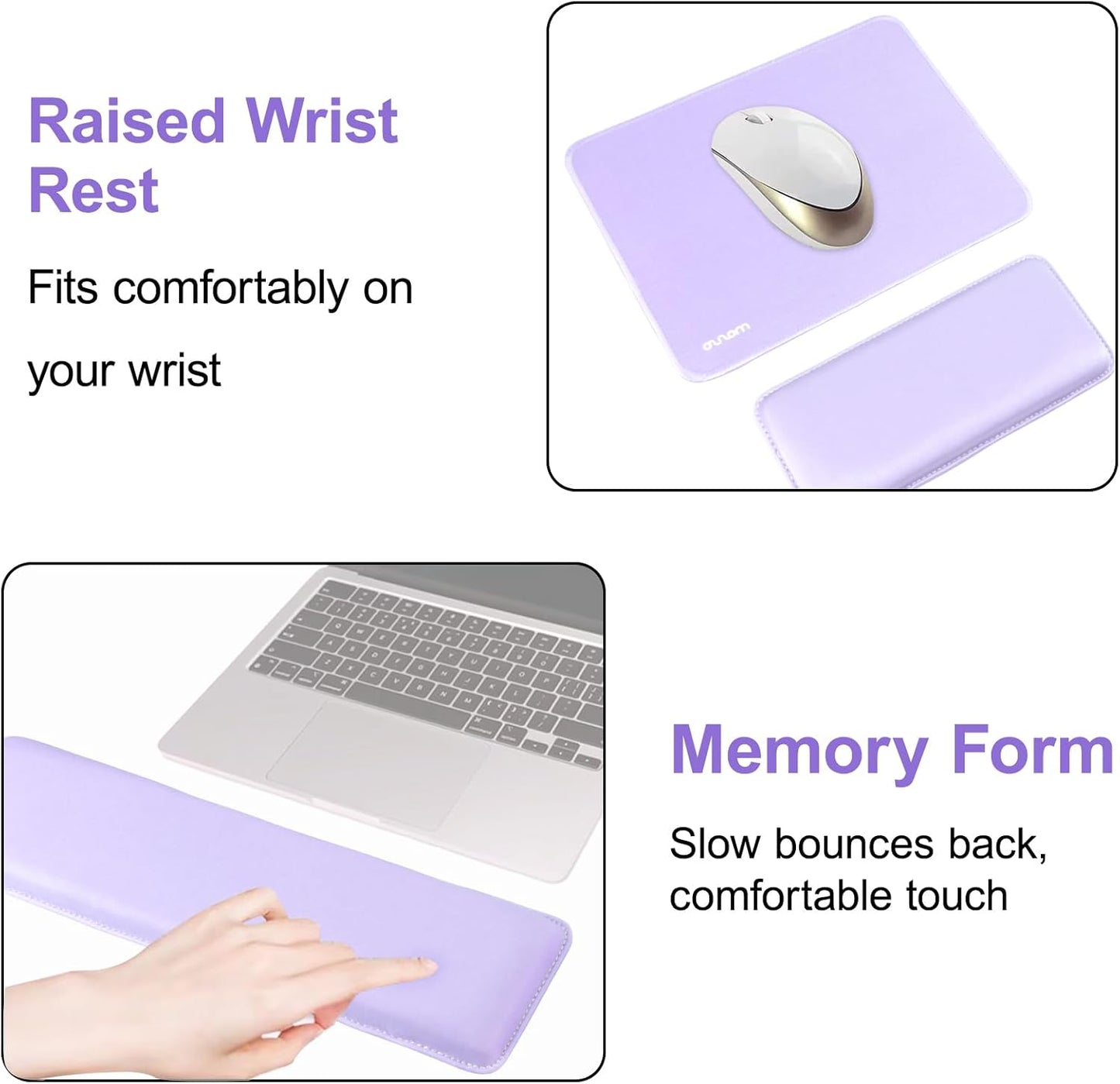 MOSISO Computer Keyboard Stand&Wrist Rest Support for Keyboard and Mouse, Large Rectangular Ergonomic Wrist Rest Mouse Pad Set, Pain Relief Easy Typing Non-Slip Cushion Pad for Home/Office, Apricot