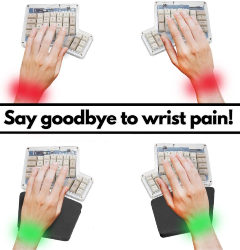 GRIFITI Fat Wrist Pad Ergodox 2 Piece Set 6.5" x 4.2" x 0.75" Mirror Wrists Rests Support Accessories for Gaming Computer Keyboard Sets - Hand Rest Ergonomic Keyboards Pads Palm Resting (Black Nylon)
