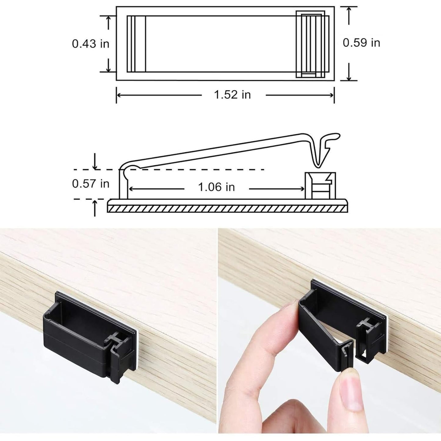 50Pcs Self Adhesive Cable Management Clips,Cable Organizers Wire Clips Cord Holder for PC Laptop Ethernet Cable Desktop Home Office(1.52’’ x 0.59’’ x 0.57’’, Black)