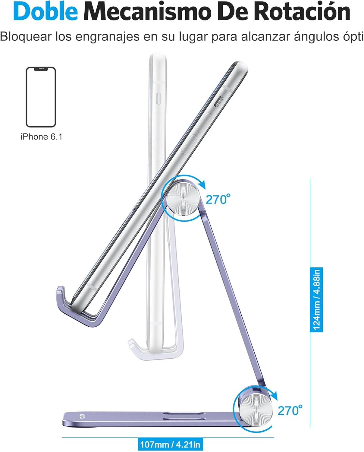 OMOTON Foldable Cell Phone Stand, C4 Portable Aluminum Phone Holder, Adjustable Phone Dock Cradle Compatible with iPhone 17/16/15 Pro Max Air, Samsung Galaxy, Small Tablets, All Smart Phones, Silver