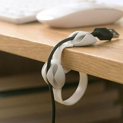 NewFerU Desk Cable Drop Clips Non-Adhesive, Table Cord Stay Holder Weighted, Small Wire Management Clamp Removable, Silicone Tidy Organizer Keeper for Phone Computer Chargers (1 Black + 1 White)