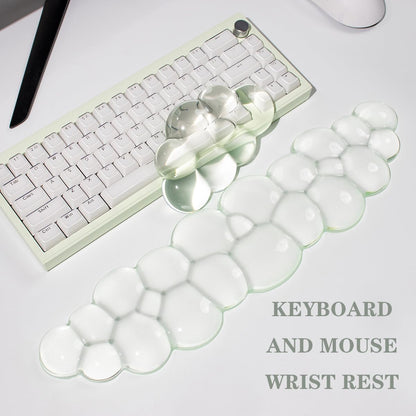 Clear Gel Wrist Rest for Keyboard and Mouse, Green Silicone Mouse Wrist Rest Set, Cute Ergonomic Wrist Rest for Keyboard 60%/75%(Green)