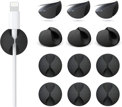 18 Pack Mini Cable Clips, Znben Cord Organizer Holder Adhesive Cord Management Charger Wire Holder Clips for Desk, Home, Office, Car, Cubicle, Nightstand Black