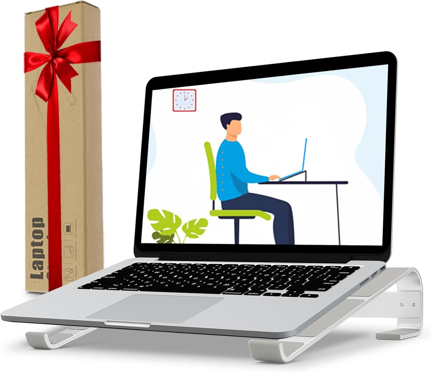 Ventilated Laptop Stand for Desk, Ergonomic Aluminum Laptop Riser, Computer Stand for Laptop, Compatible with MacBook Air Pro, Dell, HP, More 11-17.3 Inches Notebook, Work from Home (Black)