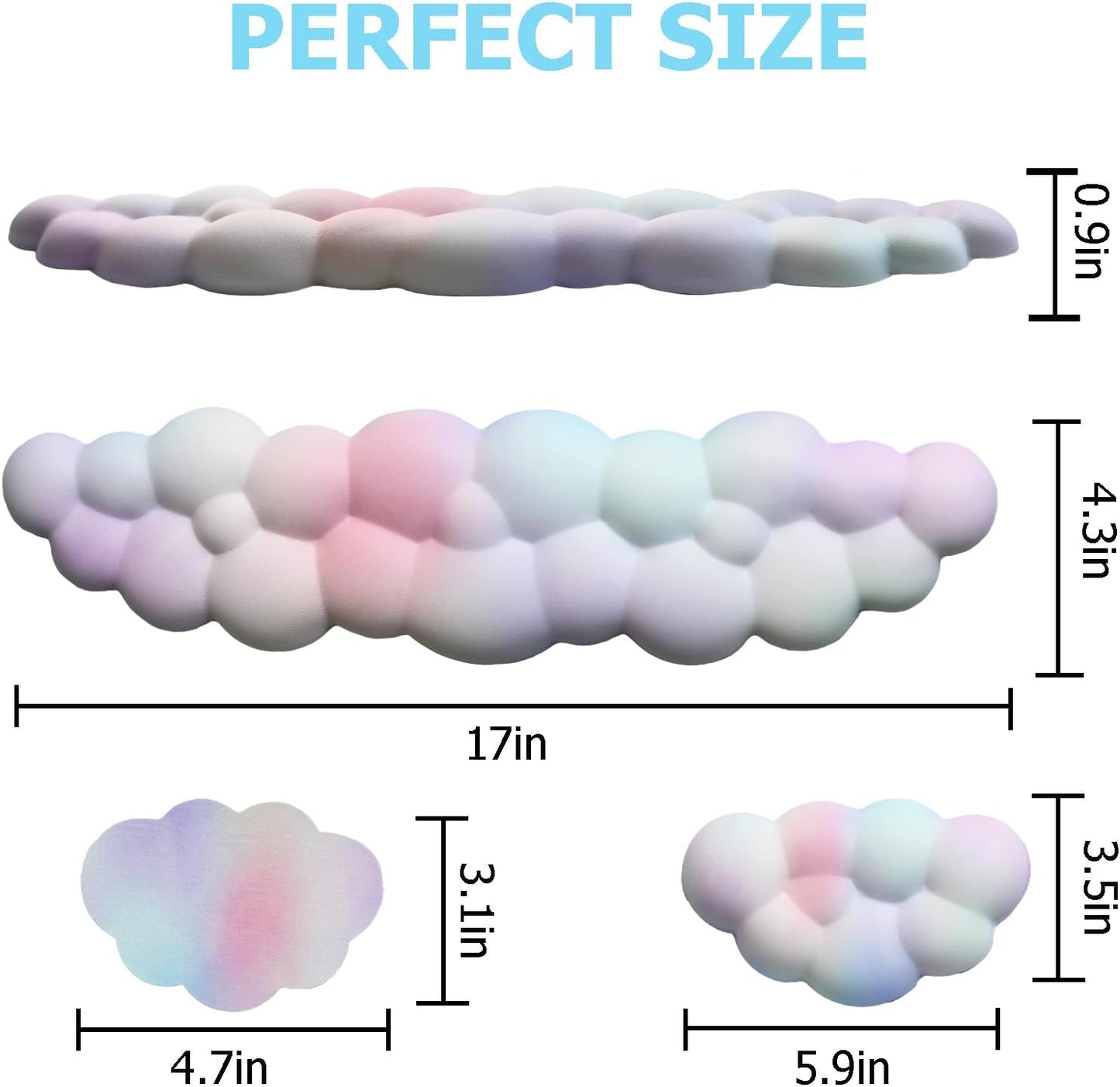Ergonomic Keyboard Wrist Rest, PU Leather Memory Foam Cloud Wrist Rest for Computer Keyboard, Mouse Wrist Rest and Keyboard Pad for Gaming, Office, Computer, Laptop, Typing Pain Relief, Pastel Pink