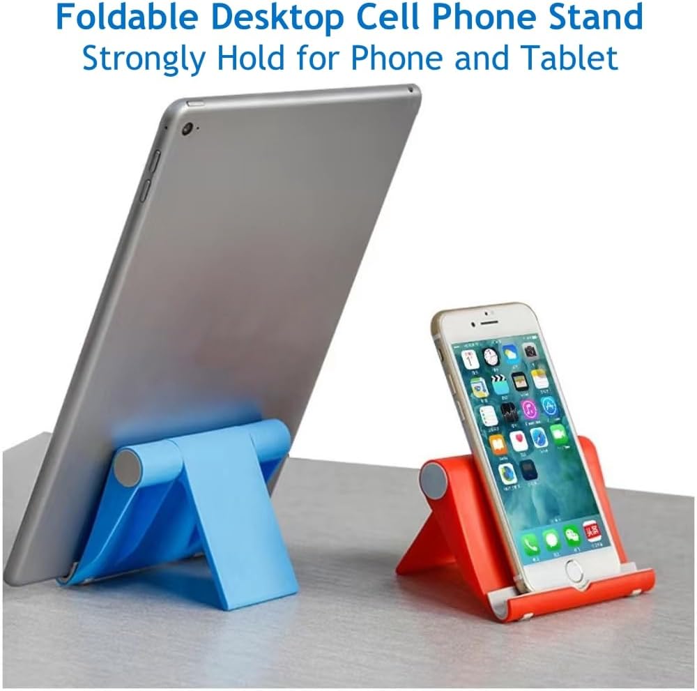 Cell Phone Stand for Desk Foldable Cell Phone Holder Desk Tablet Holder Mobile Phone Dock, Multi-Angle Universal Adjustable Tablet Dock Compatible with Most Cell Phones (White)