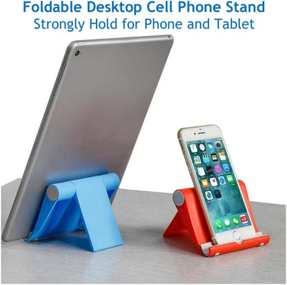 Cell Phone Stand for Desk Foldable Cell Phone Holder Desk Tablet Holder Mobile Phone Dock, Multi-Angle Universal Adjustable Tablet Dock Compatible with Most Cell Phones (White)