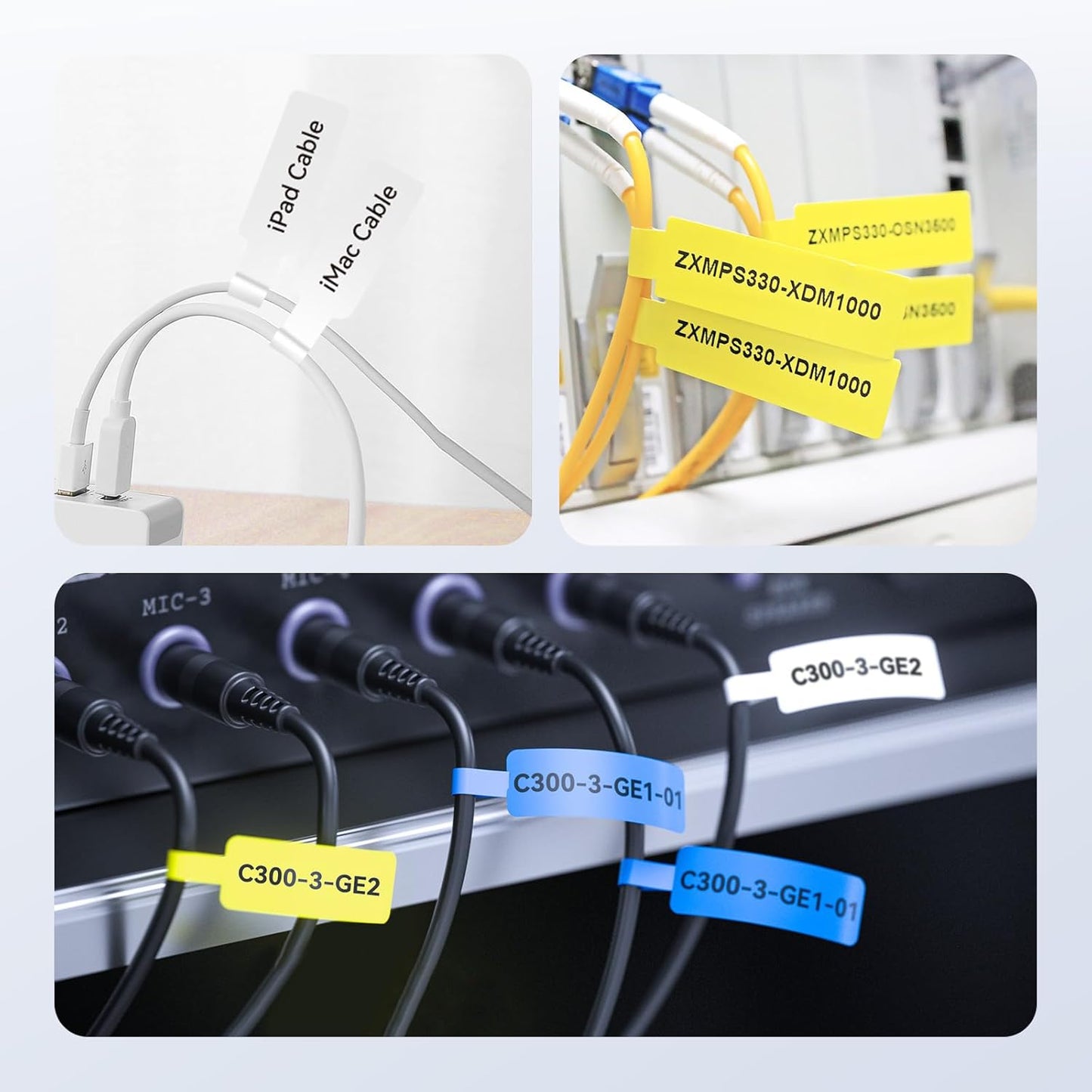 NIIMBOT White Cable Label Maker Tape for D11/D110/D101 Label Maker, 12.5 x 109 mm (0.49'' x 4.29''), 3 Rolls, Thermal Label for Home Office Labeling Tape Replacement
