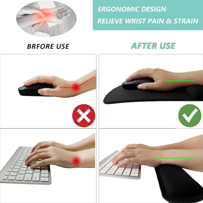 Keyboard Wrist Rest Pad Mouse Pad with Wrist Support Set of 3, Gaming Mousepad with Non-Slip Rubber Base, Ergonomic Memory Foam Mouse Cushion Support for Home Office Laptop Computer, Navy Blue