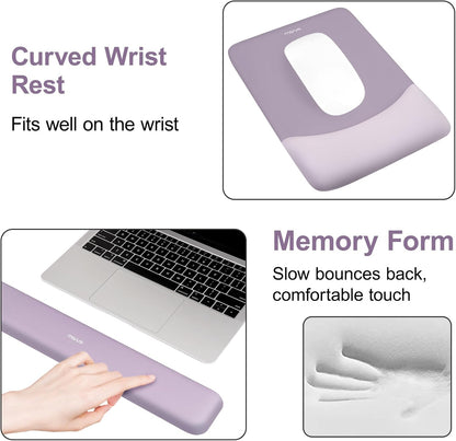 MOSISO Keyboard Mouse Pad Set, Large Gaming Mouse Pad&Rectangular Keyboard Wrist Rest&Mousepad with Wrist Rest&Coaster, Ergonomic Non-Slip&Easy Typing Pad with Curved Silicone Lining, Antique Green