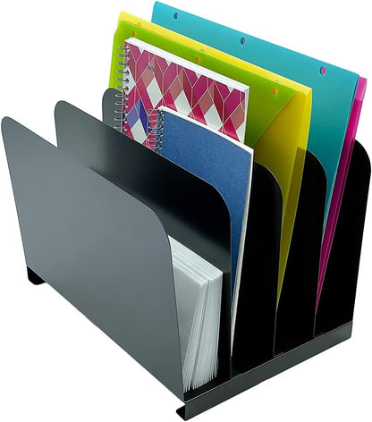 Huron Desktop File Binder Organizer Storage Vertical 8 Slot, Black Commercial Grade Steel