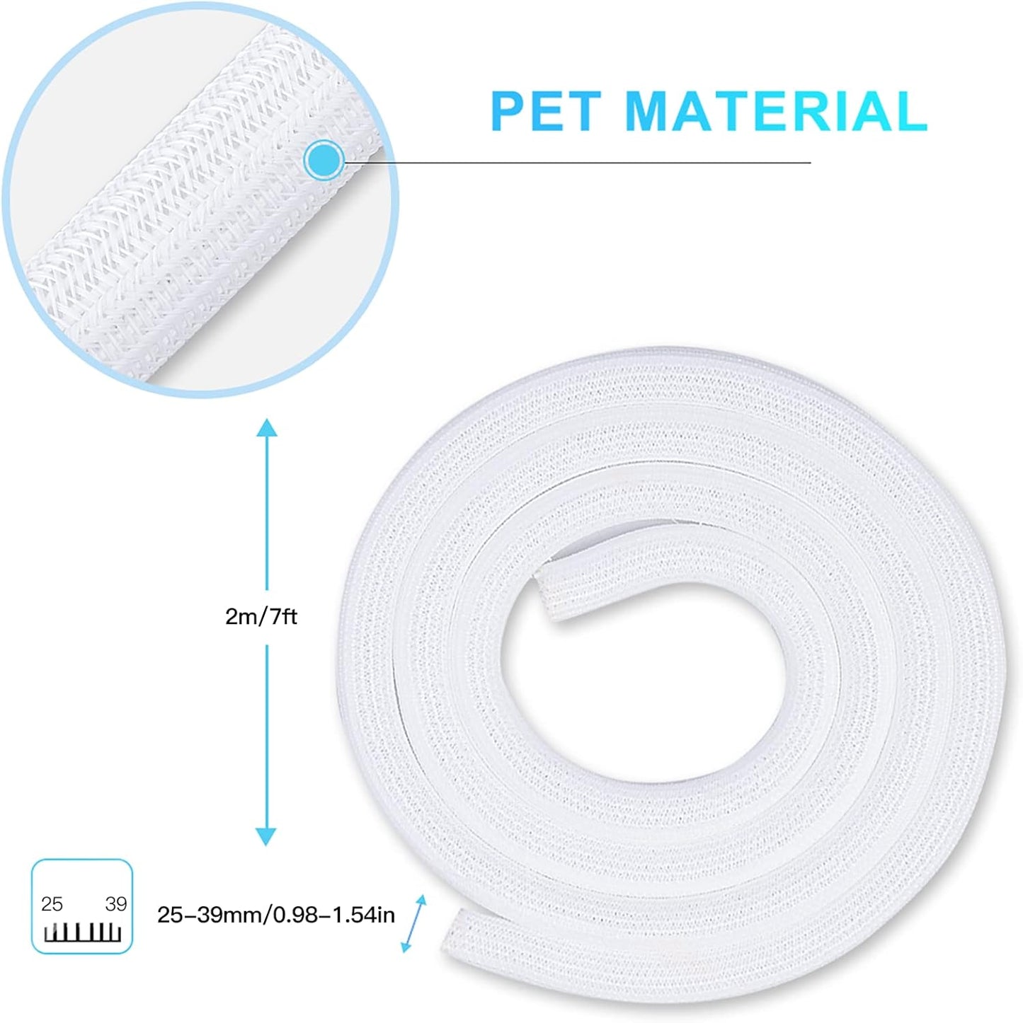AGPTEK White Cable Sleeve, 2 Pack 5ft - 1.2 Inch Cable Management, Desk Cord Cover Organizer Wire Hider for Computer TV Wire Loom Tubing, Pet Proof Cord Protector from Cat Dog Chewing, White