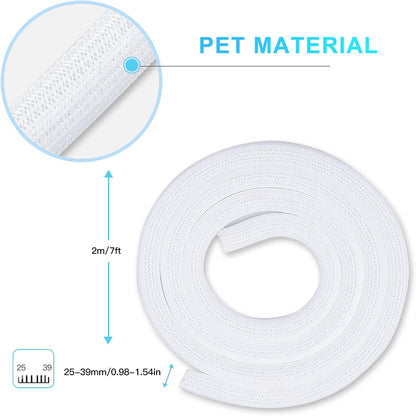 AGPTEK White Cable Sleeve, 2 Pack 5ft - 1.2 Inch Cable Management, Desk Cord Cover Organizer Wire Hider for Computer TV Wire Loom Tubing, Pet Proof Cord Protector from Cat Dog Chewing, White