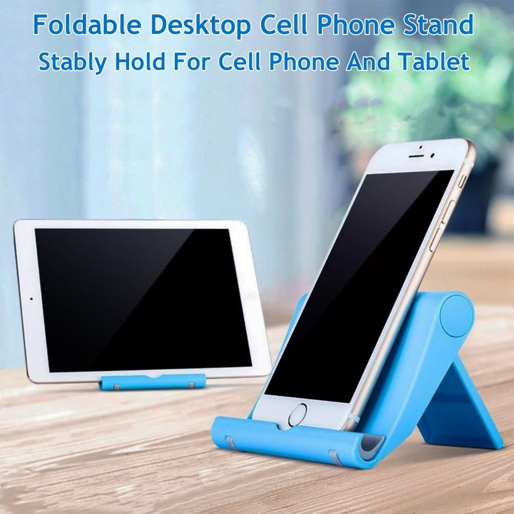 Cell Phone Stand for Desk Foldable Cell Phone Holder Desk Tablet Holder Mobile Phone Dock, Multi-Angle Universal Adjustable Tablet Dock Compatible with Most Cell Phones (White)
