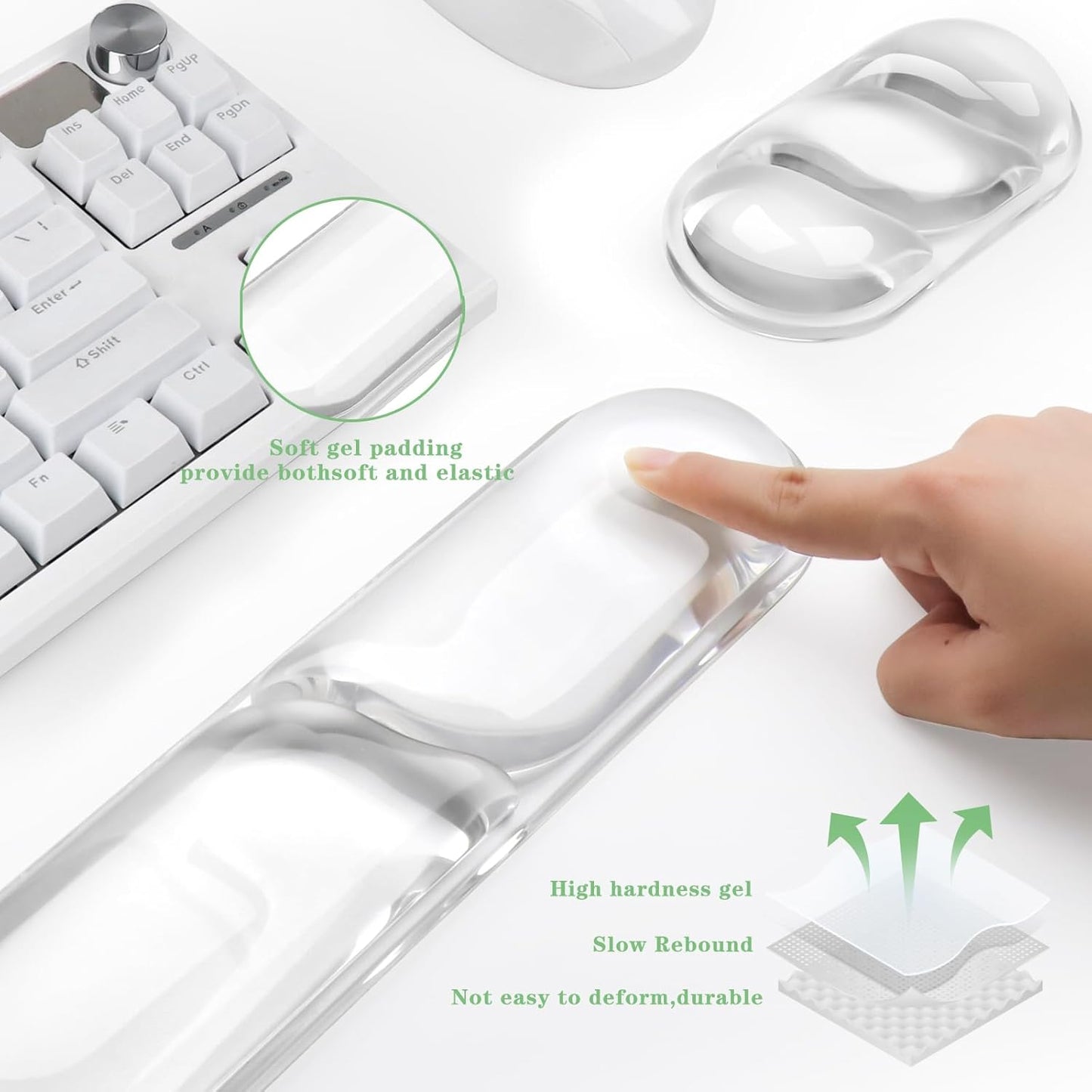 Wrist Rest for Keyboard- Ergonomic Gel Keyboard Wrist Rest and Mouse Pad Set, Non-Slip PU Base for Office, Laptop & Gaming - Green