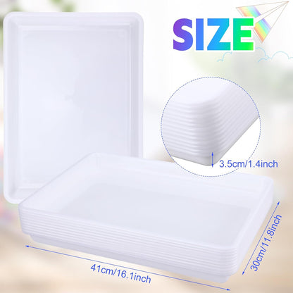 Hoteam 10 Pcs Flat Storage Organizer Tray Bin Paper Tray for Classroom Plastic Stackable File Organizer for School Office Teacher Book Organization(Clear,13.78 x 9.84 x 3.15 Inch)