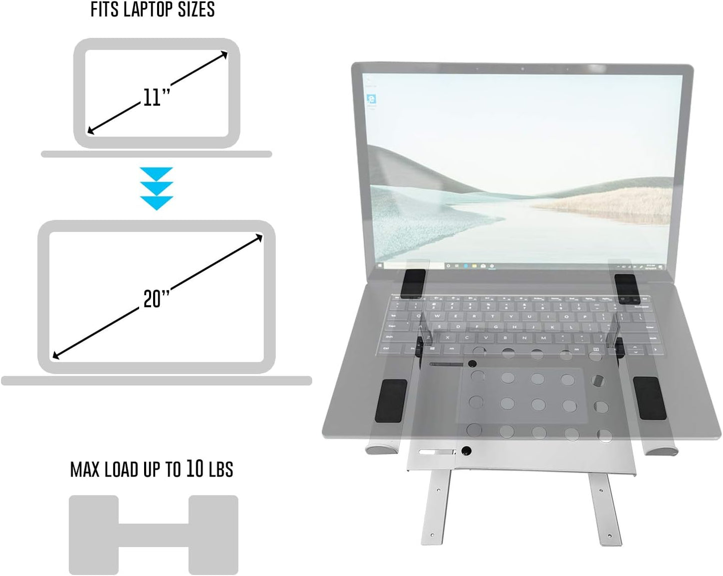 AXA AXCESSABLES DJ Laptop Stand with Travel Bag | Portable Foldable Aluminum Laptop Stand for Laptops up to 15 inches and 20lbs | No Assembly Required, Includes Carrying Bag