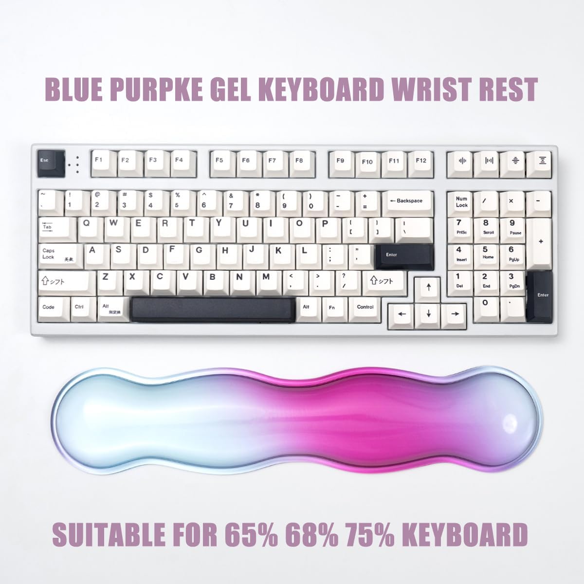 Ergonomic Gel Keyboard and Mouse Wrist Rest Set – Clear Wrist Rest for Computer Keyboard 60%/68%/75%, Comfort & Support for Typing and Gaming (Grey Purple)