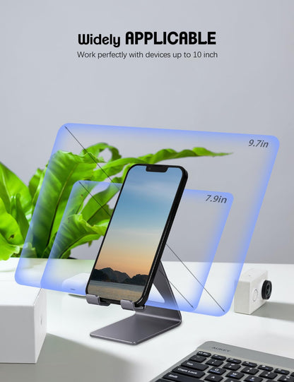 Aoviho Desk Cell Phone Stand Phone Holder, Aluminum Phone Cradle Dock for iPhone17 16 15 14 13 12 pro Mini 11 X Xs max 8 7 6 6s Plus SE Samsung All Smart Phones, Rose Gold