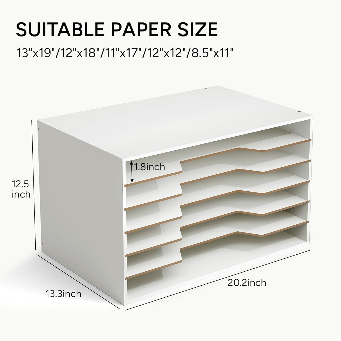 Yumkfoi 12x18 Construction Paper Organizer, 4-Tiers Paper Storage Shelf, Wooden Desk Organizer, File Holder and Letter Tray for Office, Home, Classroom