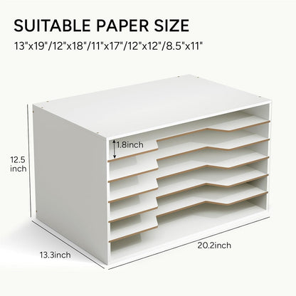 Yumkfoi 12x18 Construction Paper Organizer, 4-Tiers Paper Storage Shelf, Wooden Desk Organizer, File Holder and Letter Tray for Office, Home, Classroom