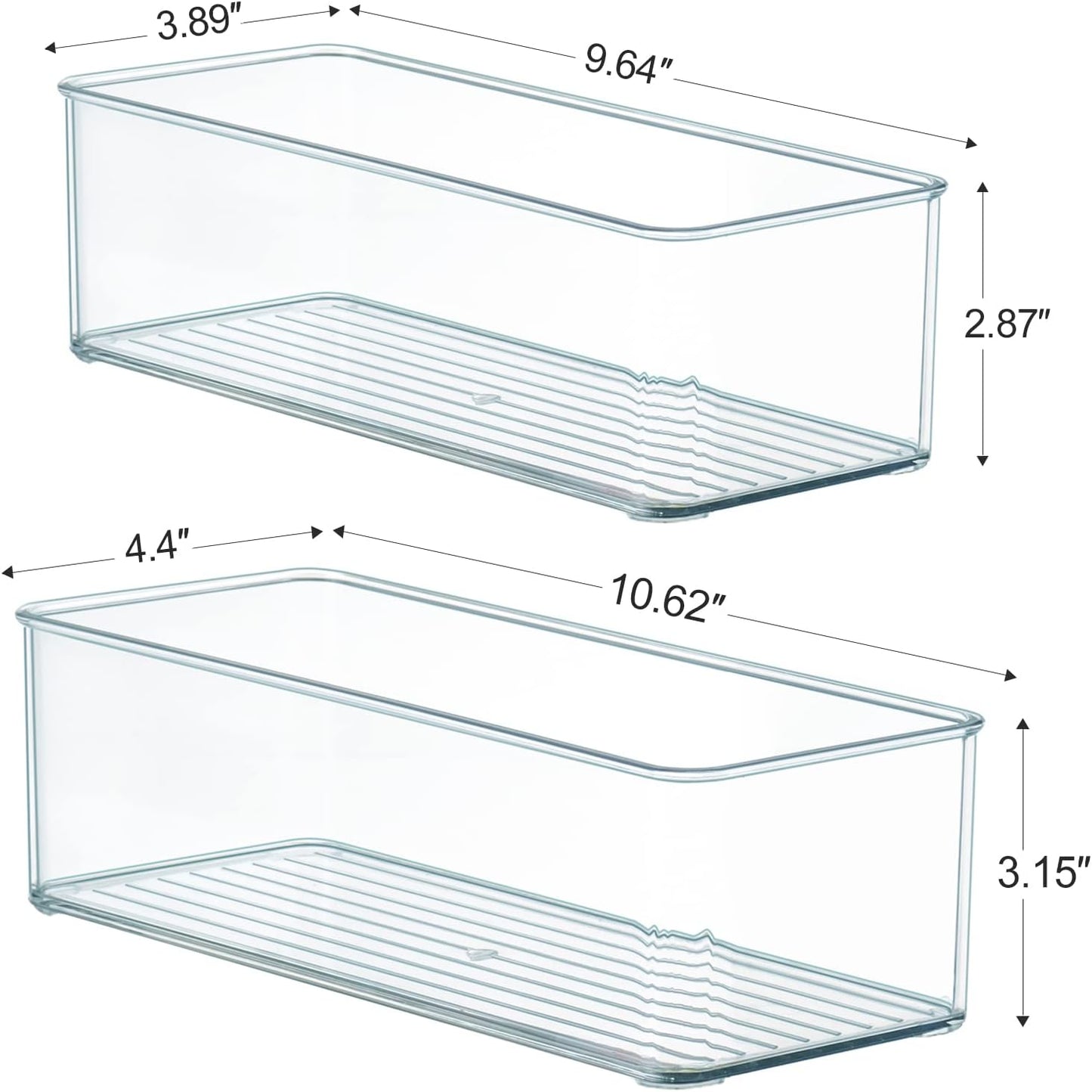 Hudgan 8 Pack Clear Plastic Drawer Organizer Bins Set, Stackable Cutlery Storage Bins Trays for Organizing Kitchen, Bathroom, Office, Crafts, Gadgets, Cabinet Supplies