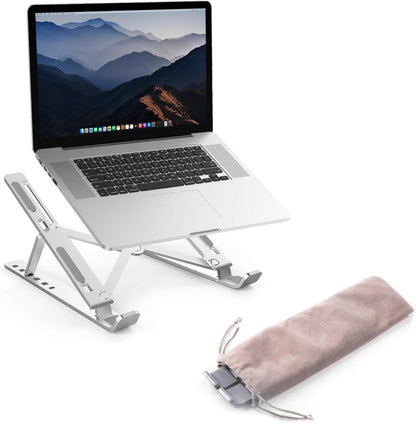 6-Level Adjustable Laptop Stand, Aluminum Desk Riser – Compatible with 9" to 15.6" Laptops, Ergonomic and Space-Saving Design