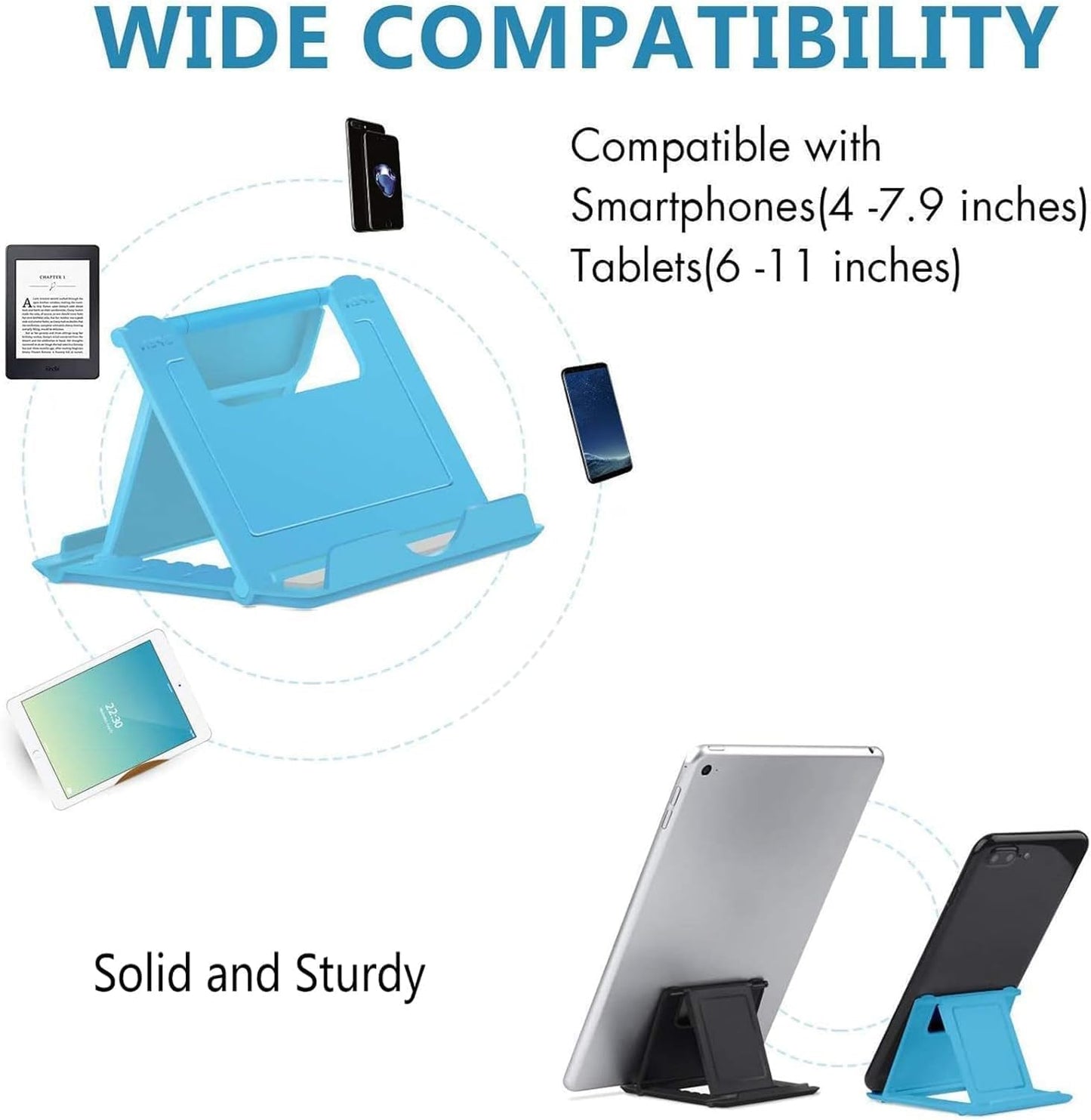 COOLOO Cell Phone Stand 4 Pack, Tablet Stand Multi-Angle, Universal Phone Stand for Desk,Compatible Phone 13 12 Pro Plus All Android Smartphones,(Black)