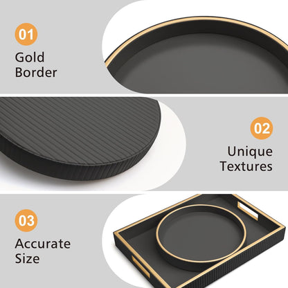 SANZIE Leather Tray Desktop Storage Organizer Premium Serving Tray Decorative Tray Valet Tray for Sundries Cosmetics Phone Wallet Cutlery (Black Holder)