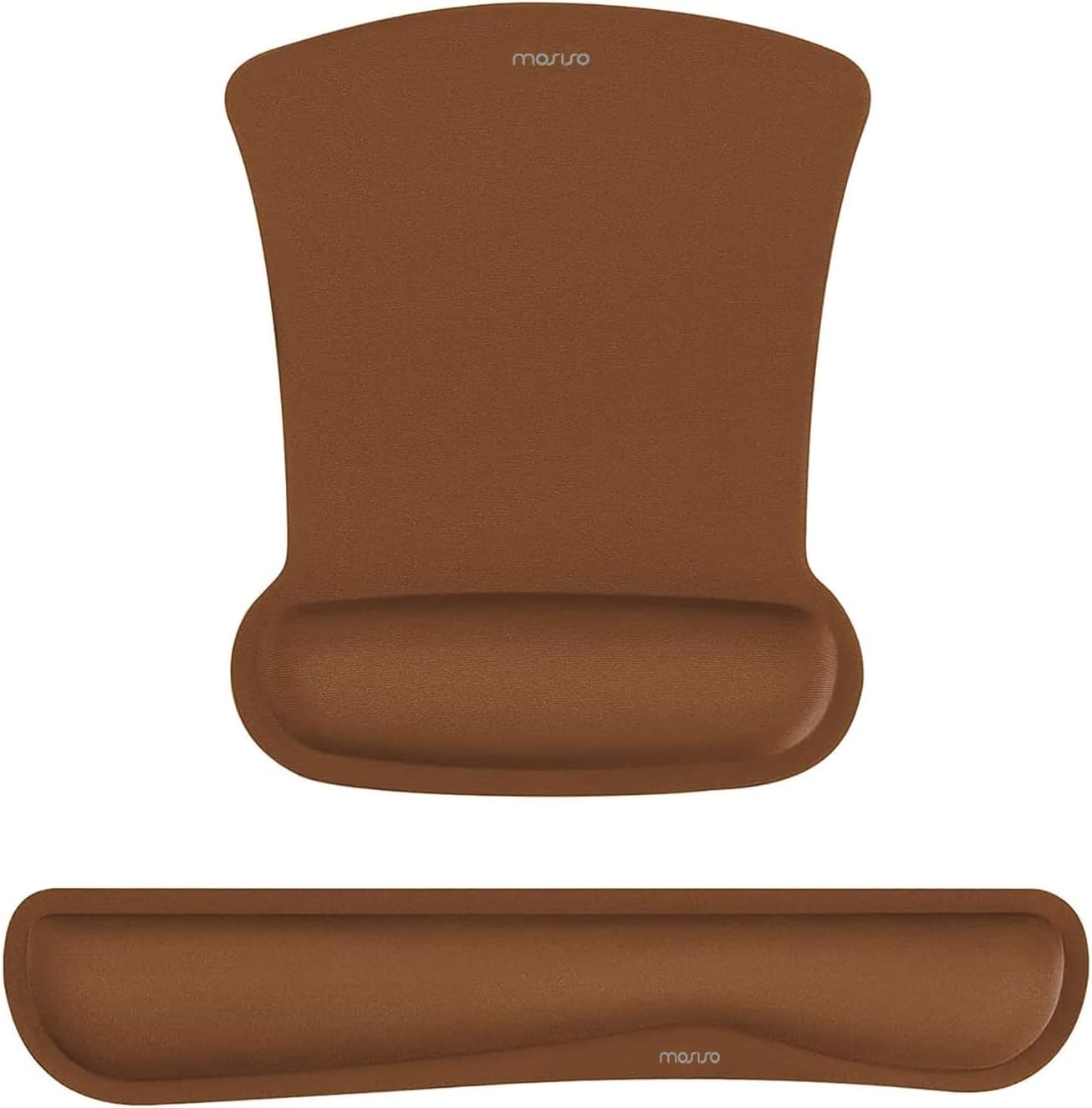 MOSISO Wrist Rest Support for Mouse Pad & Keyboard Set, Ergonomic Mousepad Non-Slip Base Home/Office Pain Relief & Easy Typing Cushion with Neoprene Cloth & Raised Memory Foam, Apricot