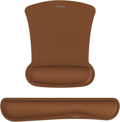 MOSISO Wrist Rest Support for Mouse Pad & Keyboard Set, Ergonomic Mousepad Non-Slip Base Home/Office Pain Relief & Easy Typing Cushion with Neoprene Cloth & Raised Memory Foam, Apricot