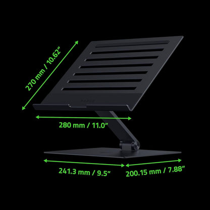 Razer Adjustable Laptop Stand: Supports Phones, Tablets, Laptops, Macbooks up to 18" - Adjust Height and Tilt - Durable Aluminum Construction - Vented Design - Foldable for Storage & Travel - Black