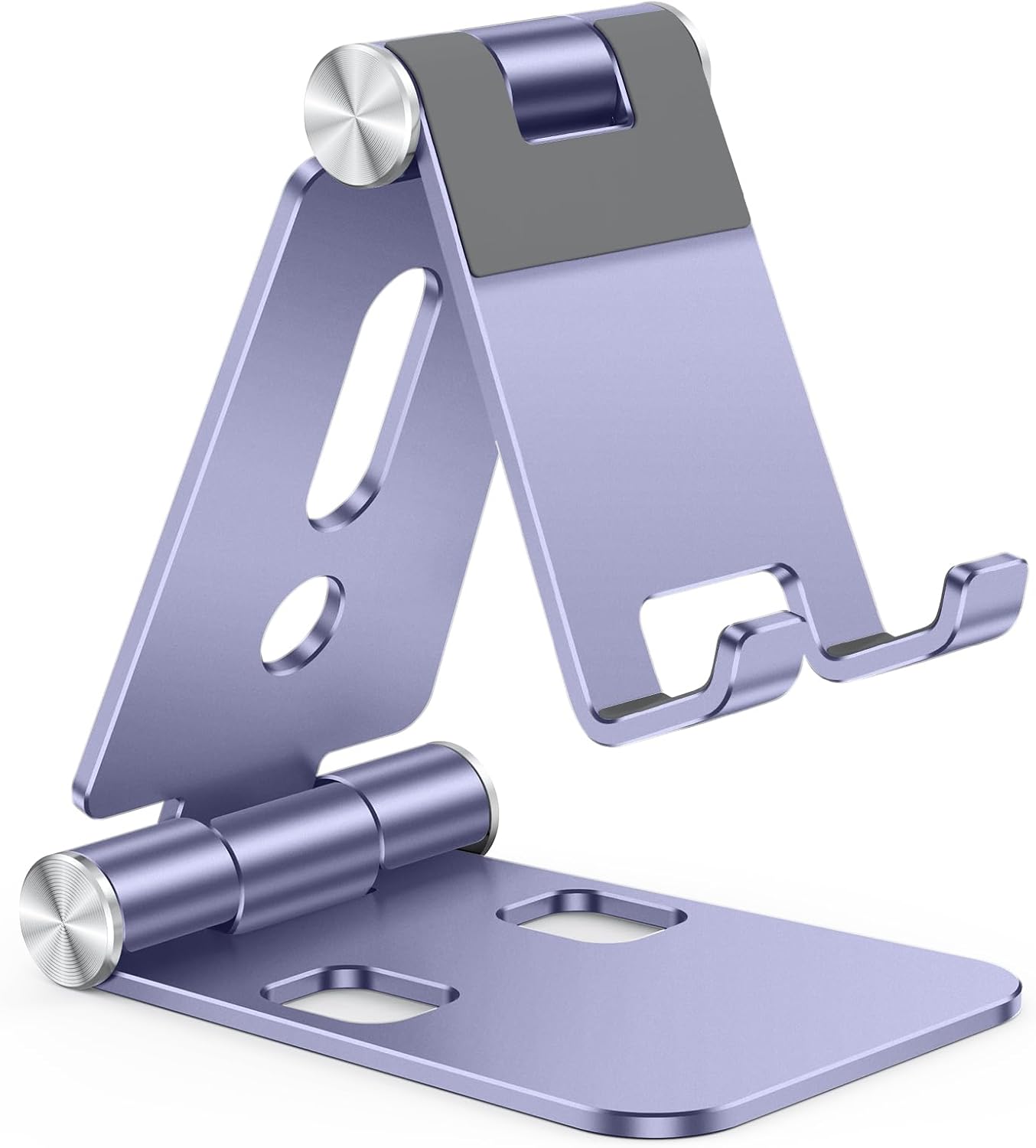 OMOTON Foldable Cell Phone Stand, C4 Portable Aluminum Phone Holder, Adjustable Phone Dock Cradle Compatible with iPhone 17/16/15 Pro Max Air, Samsung Galaxy, Small Tablets, All Smart Phones, Silver