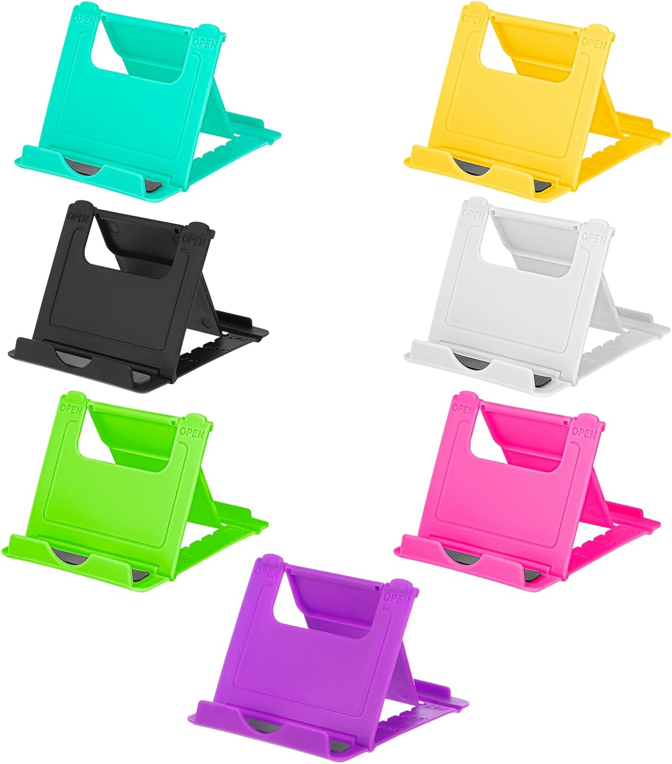 7 Pack Foldable Phone Stands Holder, Multi-Angle Desktop Tablet Stand Portable Universal Tabletop Phone Holder for All Mobile Smart Cell Phones Tablet Display