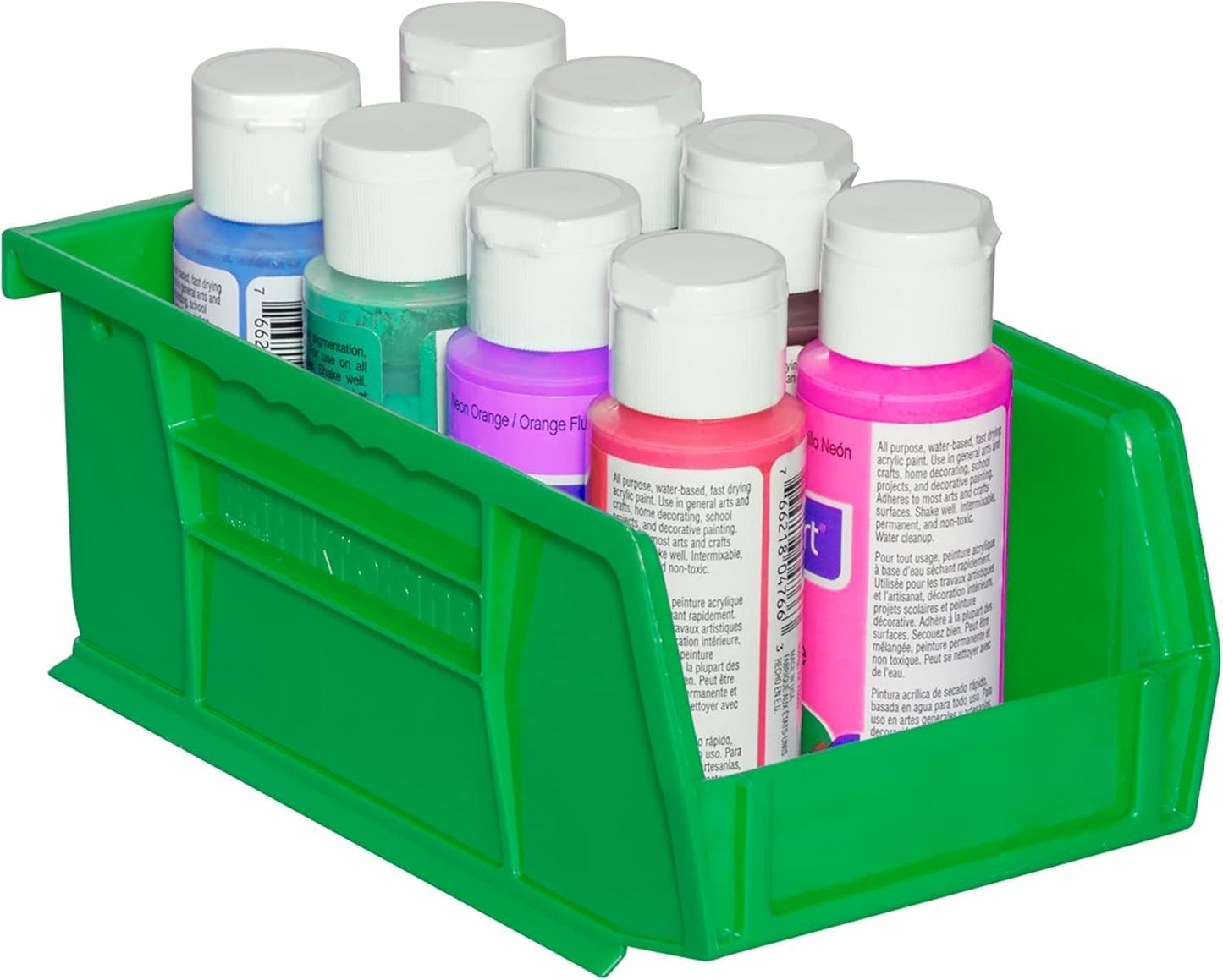 Akro-Mils 30220 AkroBins Plastic Storage Bins, Space-Saving Stackable Bins for Garage, Pantry, Craft Organization, 7" x 4" x 3", Yellow, 24-Pack