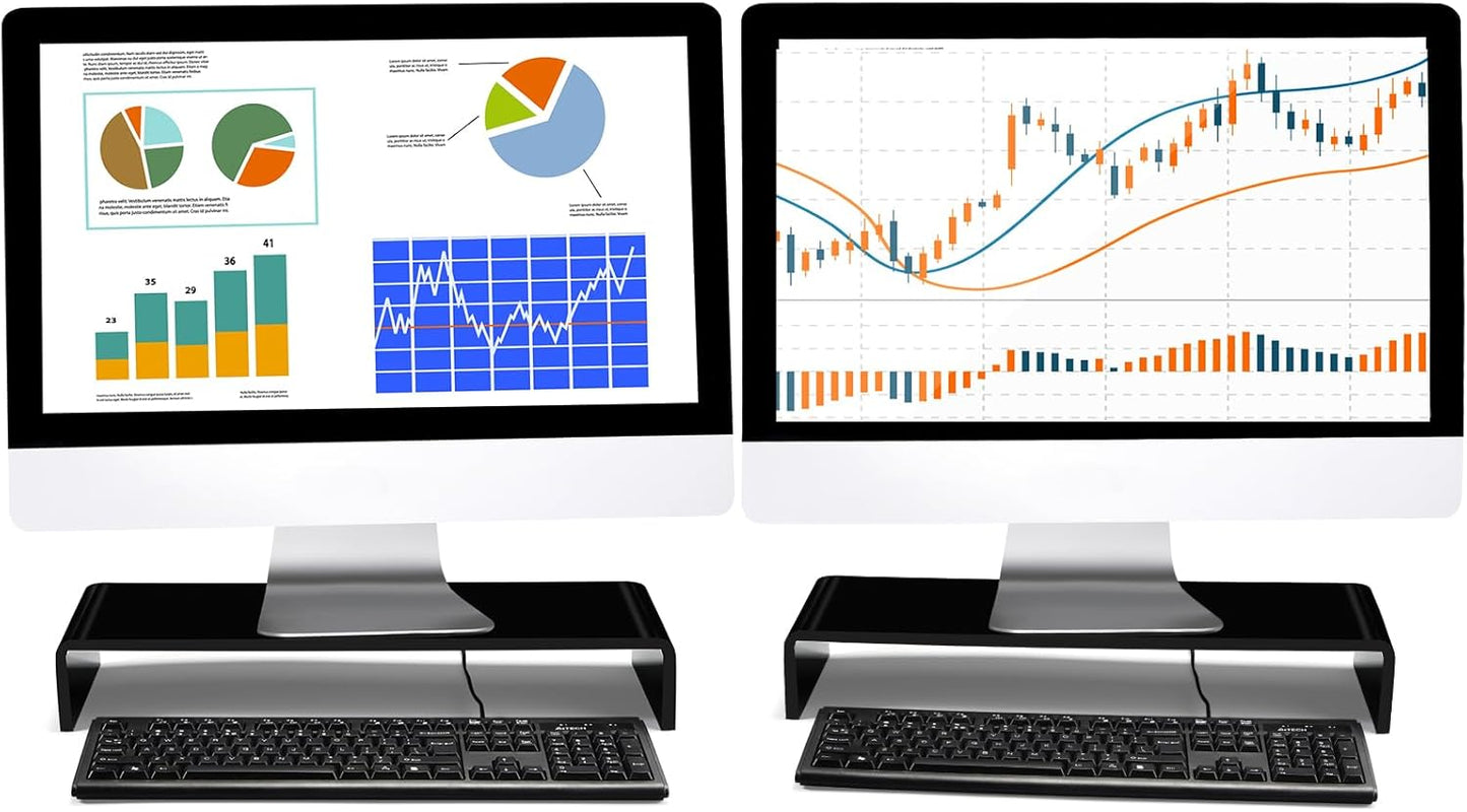 Jetec 2 Pcs Acrylic Monitor Stand Desktop Video Acrylic Monitor Riser Desk Shelf Computer Stand for Laptop TV Computer Screen Desk Organizer Teacher's Day Supplies (Clear, 12 x 8 x 3 Inch)