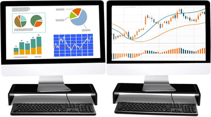 Jetec 2 Pcs Acrylic Monitor Stand Desktop Video Acrylic Monitor Riser Desk Shelf Computer Stand for Laptop TV Computer Screen Desk Organizer Teacher's Day Supplies (Clear, 12 x 8 x 3 Inch)